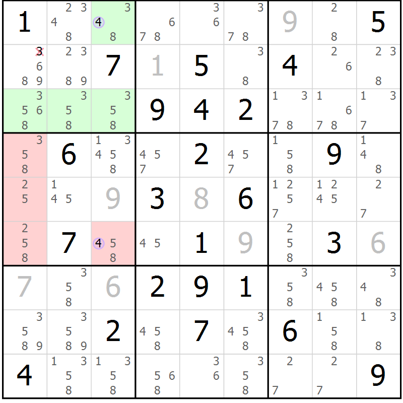 Position des candidats pour la solution de la Gr 57 page 60 du magazine de sudoku Suprême n° 027