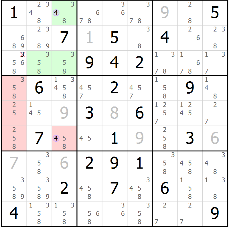 Position des candidats pour la solution de la Gr 57 page 60 du magazine de sudoku Suprême n° 027