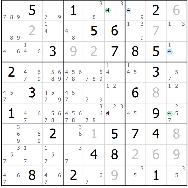 Position des candidats pour la solution de la Gr 59 page 62 du magazine de sudoku Suprême n° 027