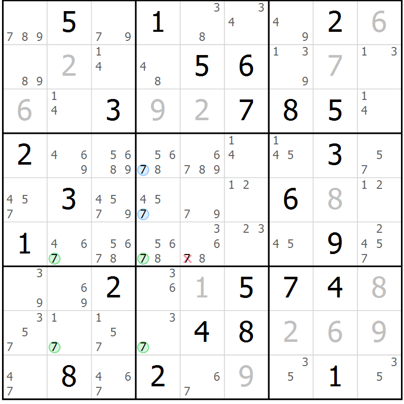 Position des candidats pour la solution de la Gr 59 page 62 du magazine de sudoku Suprême n° 027