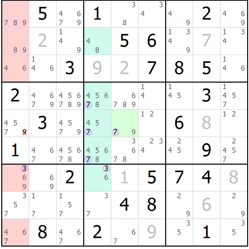 Position des candidats pour la solution de la Gr 59 page 62 du magazine de sudoku Suprême n° 027