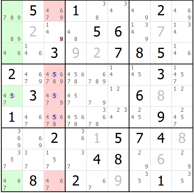 Position des candidats pour la solution de la Gr 59 page 62 du magazine de sudoku Suprême n° 027