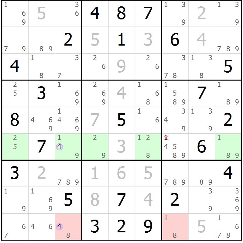 Position des candidats pour la solution de la Gr 60 page 63 du magazine de sudoku Suprême n° 027