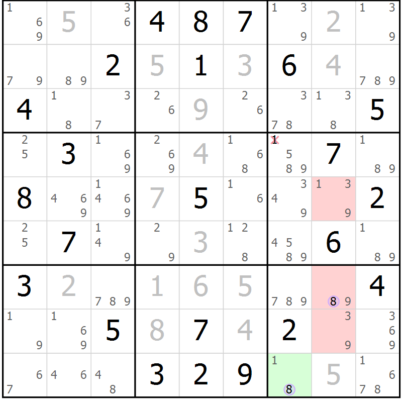 Position des candidats pour la solution de la Gr 60 page 63 du magazine de sudoku Suprême n° 027