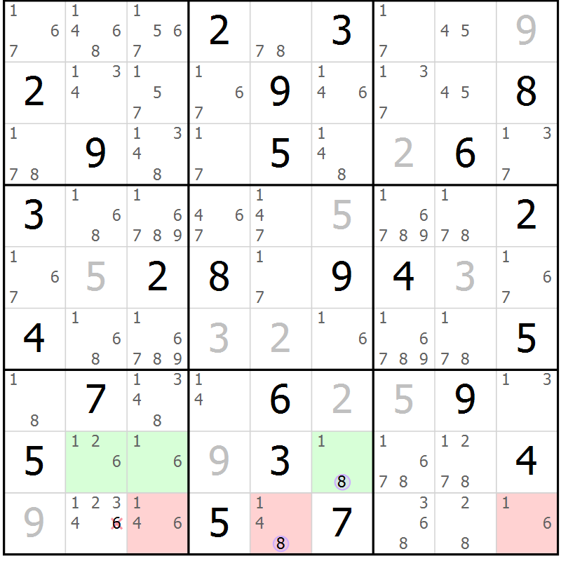 Position des candidats pour la solution de la Gr 61 page 64 du magazine de sudoku Suprême n° 027