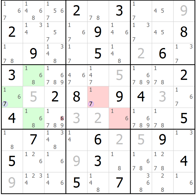 Position des candidats pour la solution de la Gr 61 page 64 du magazine de sudoku Suprême n° 027