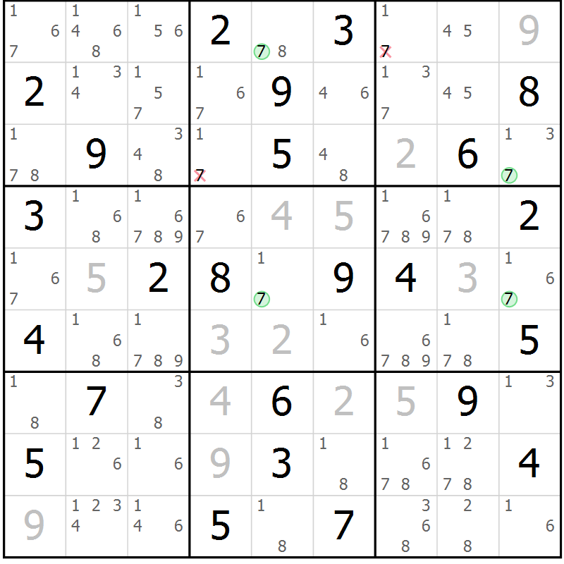 Position des candidats pour la solution de la Gr 61 page 64 du magazine de sudoku Suprême n° 027