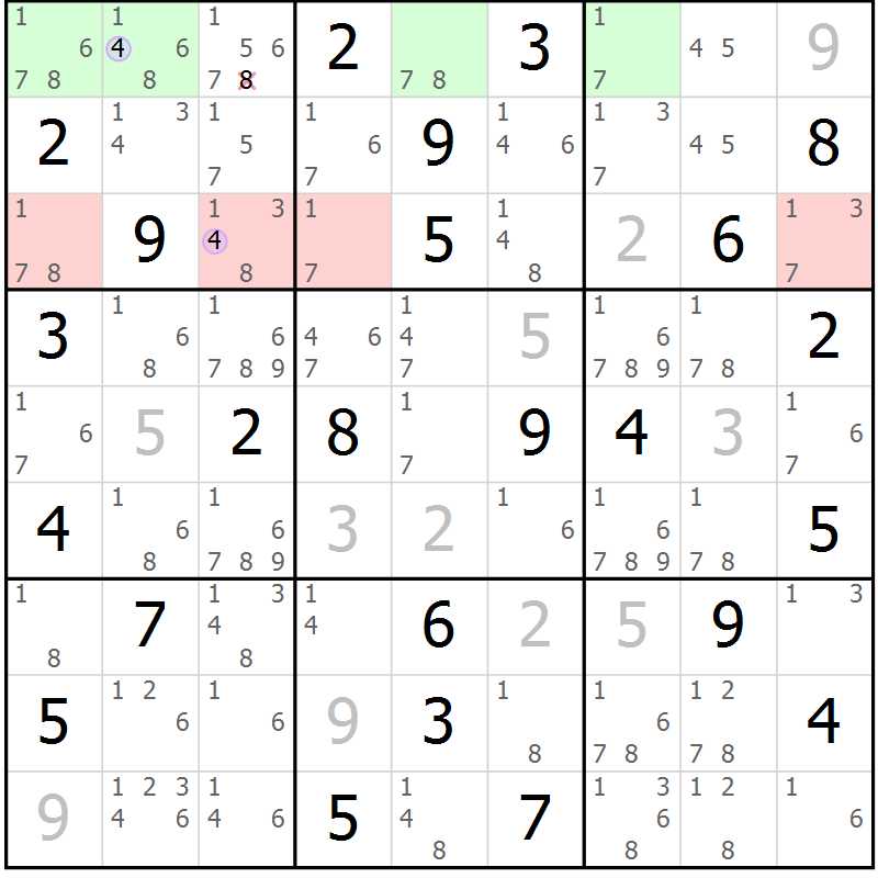 Position des candidats pour la solution de la Gr 61 page 64 du magazine de sudoku Suprême n° 027