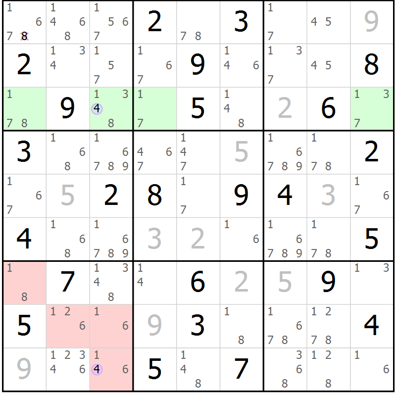 Position des candidats pour la solution de la Gr 61 page 64 du magazine de sudoku Suprême n° 027