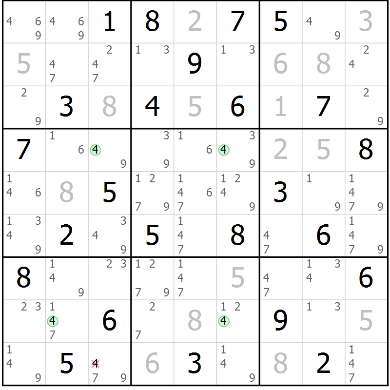 Position des candidats pour la solution de la Gr 62 page 65 du magazine de sudoku Suprême n° 027