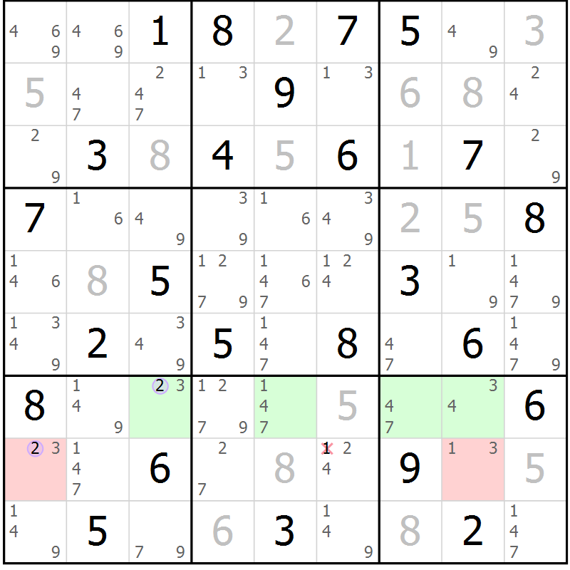 Position des candidats pour la solution de la Gr 62 page 65 du magazine de sudoku Suprême n° 027