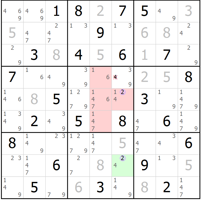 Position des candidats pour la solution de la Gr 62 page 65 du magazine de sudoku Suprême n° 027