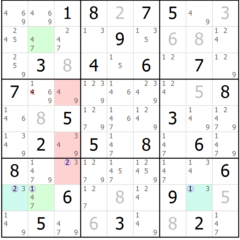 Position des candidats pour la solution de la Gr 62 page 65 du magazine de sudoku Suprême n° 027