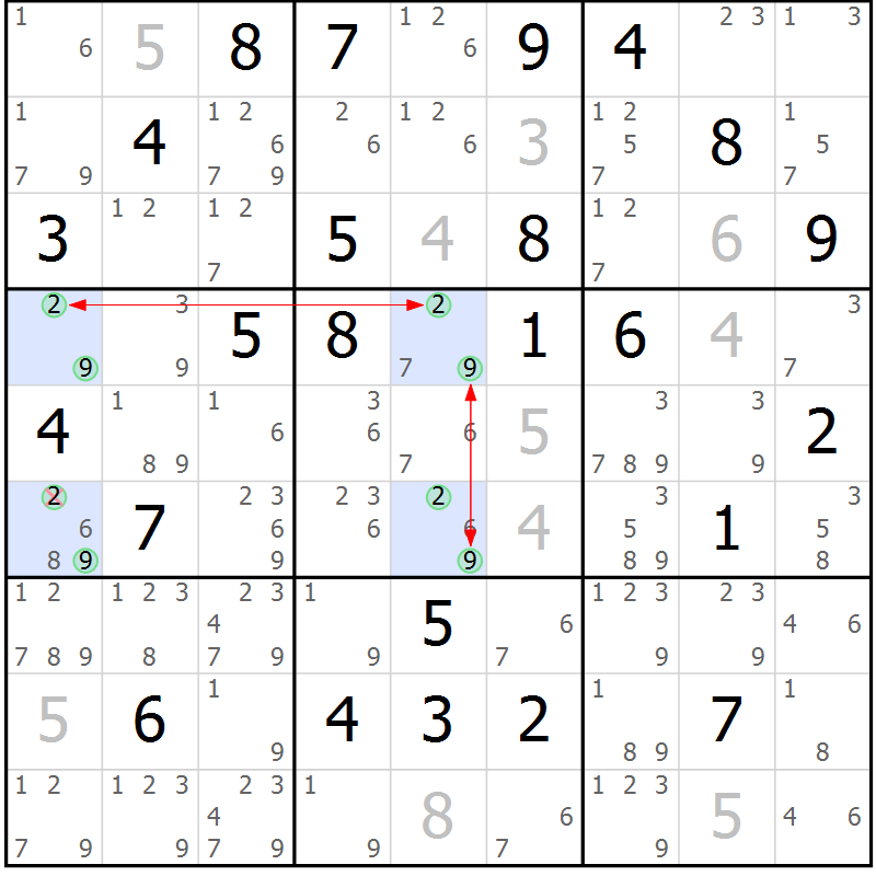 Position des candidats pour la solution de la Gr 63 page 66 du magazine de sudoku Suprême n° 027