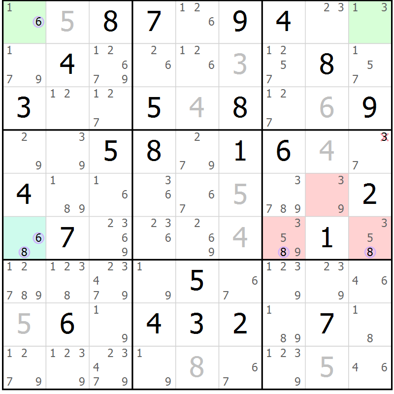 Position des candidats pour la solution de la Gr 63 page 66 du magazine de sudoku Suprême n° 027