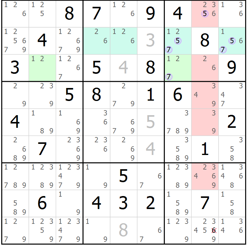 Position des candidats pour la solution de la Gr 63 page 66 du magazine de sudoku Suprême n° 027
