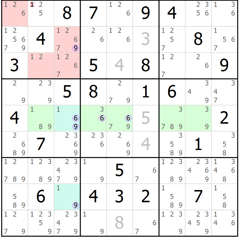 Position des candidats pour la solution de la Gr 63 page 66 du magazine de sudoku Suprême n° 027