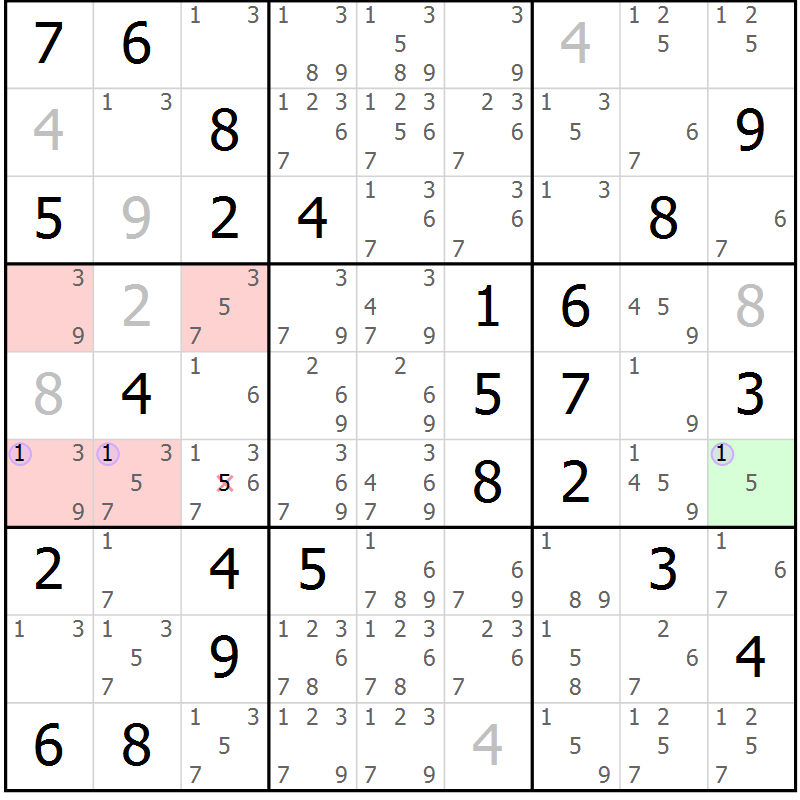 Position des candidats pour la solution de la Gr 64 page 67 du magazine de sudoku Suprême n° 027