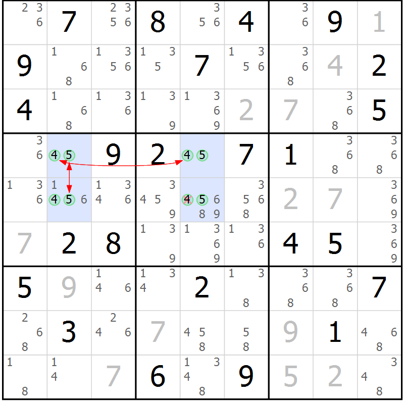 Position des candidats pour la solution de la Gr 66 page 69 du magazine de sudoku Suprême n° 027
