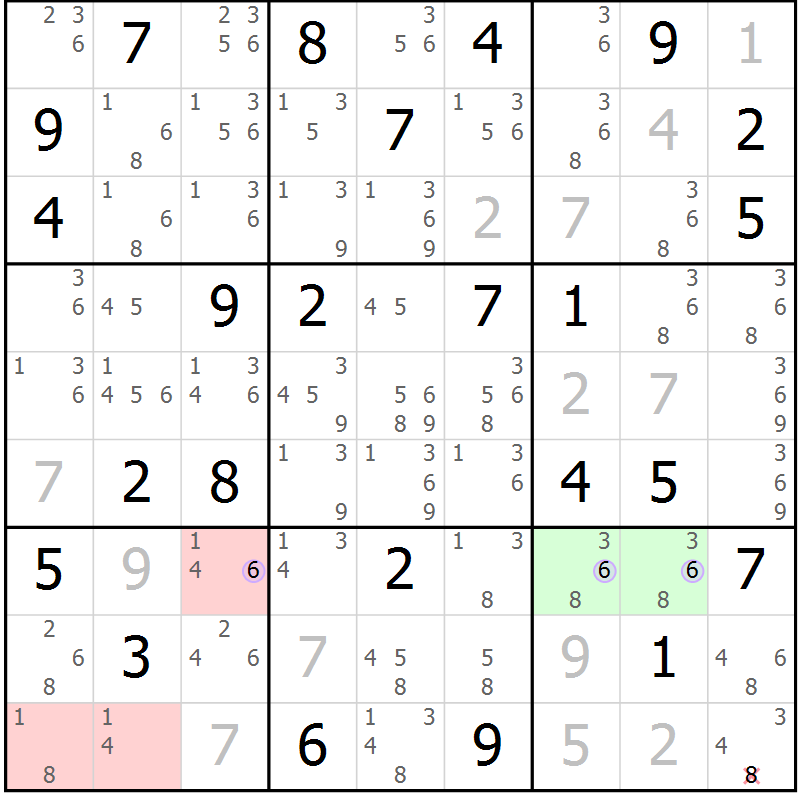 Position des candidats pour la solution de la Gr 66 page 69 du magazine de sudoku Suprême n° 027