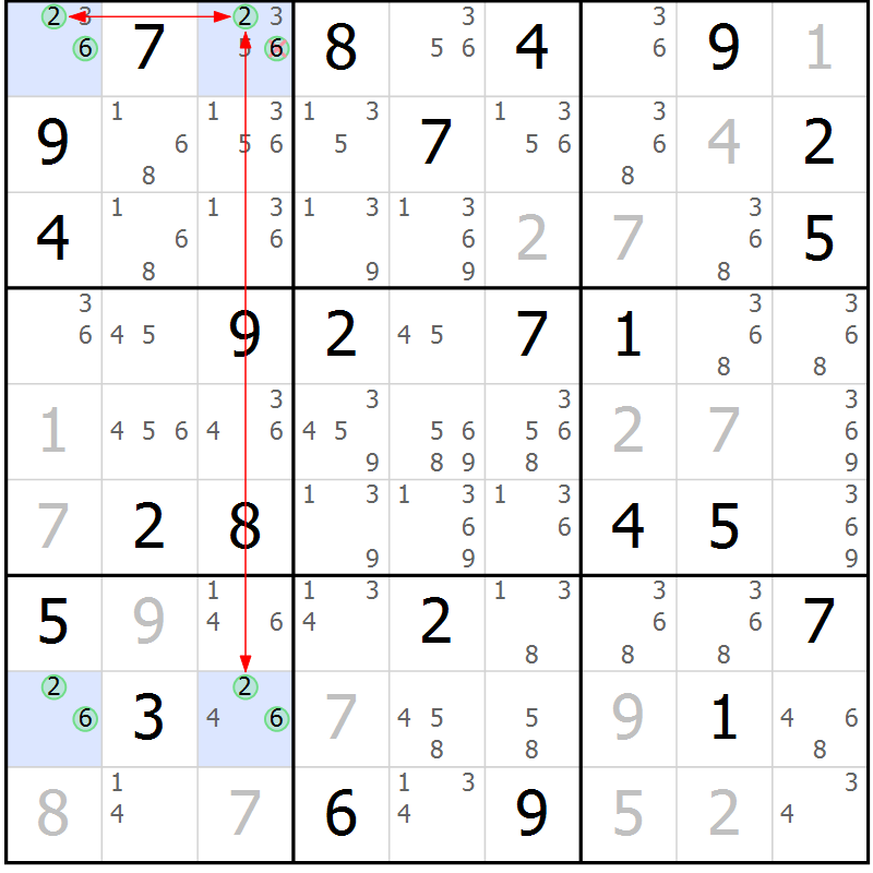 Position des candidats pour la solution de la Gr 66 page 69 du magazine de sudoku Suprême n° 027
