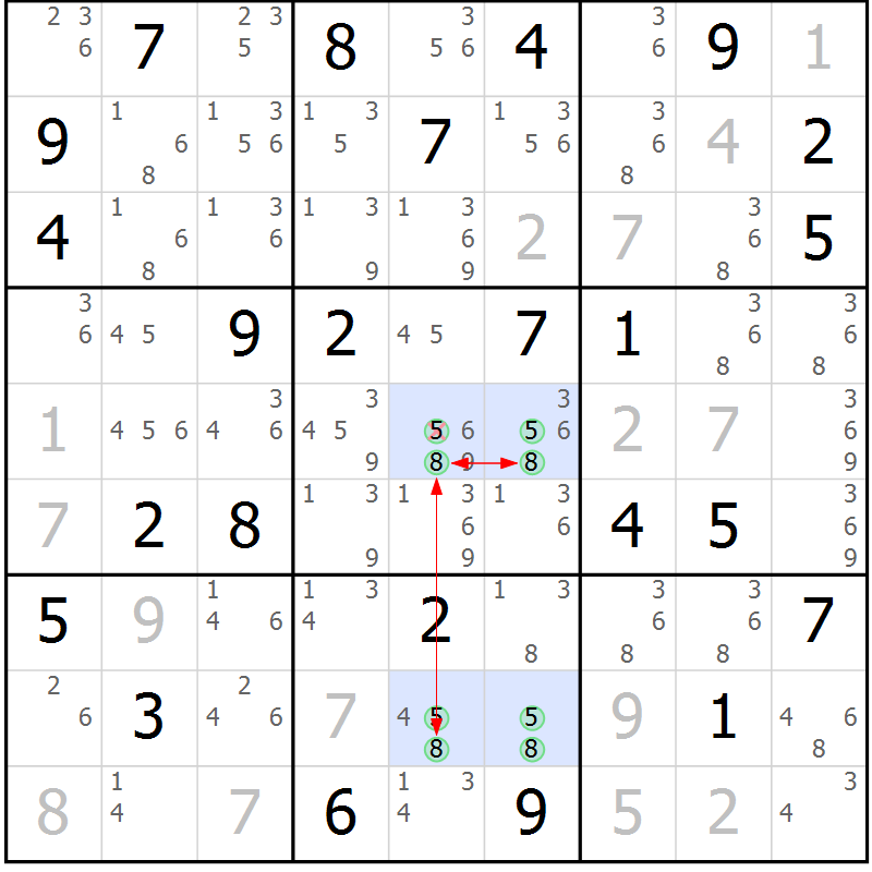Position des candidats pour la solution de la Gr 66 page 69 du magazine de sudoku Suprême n° 027