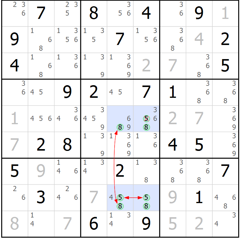 Position des candidats pour la solution de la Gr 66 page 69 du magazine de sudoku Suprême n° 027