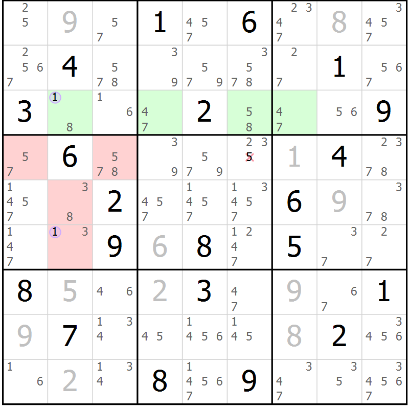 Position des candidats pour la solution de la Gr 67 page 70 du magazine de sudoku Suprême n° 027
