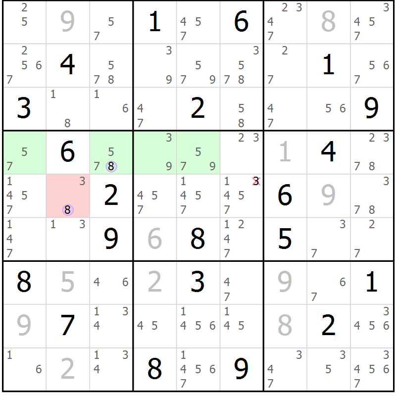 Position des candidats pour la solution de la Gr 67 page 70 du magazine de sudoku Suprême n° 027