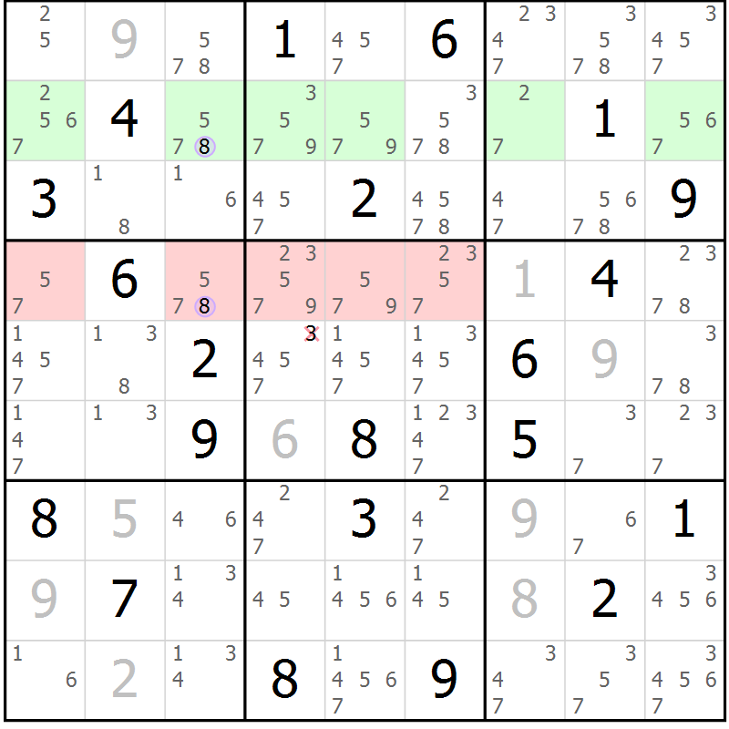 Position des candidats pour la solution de la Gr 67 page 70 du magazine de sudoku Suprême n° 027