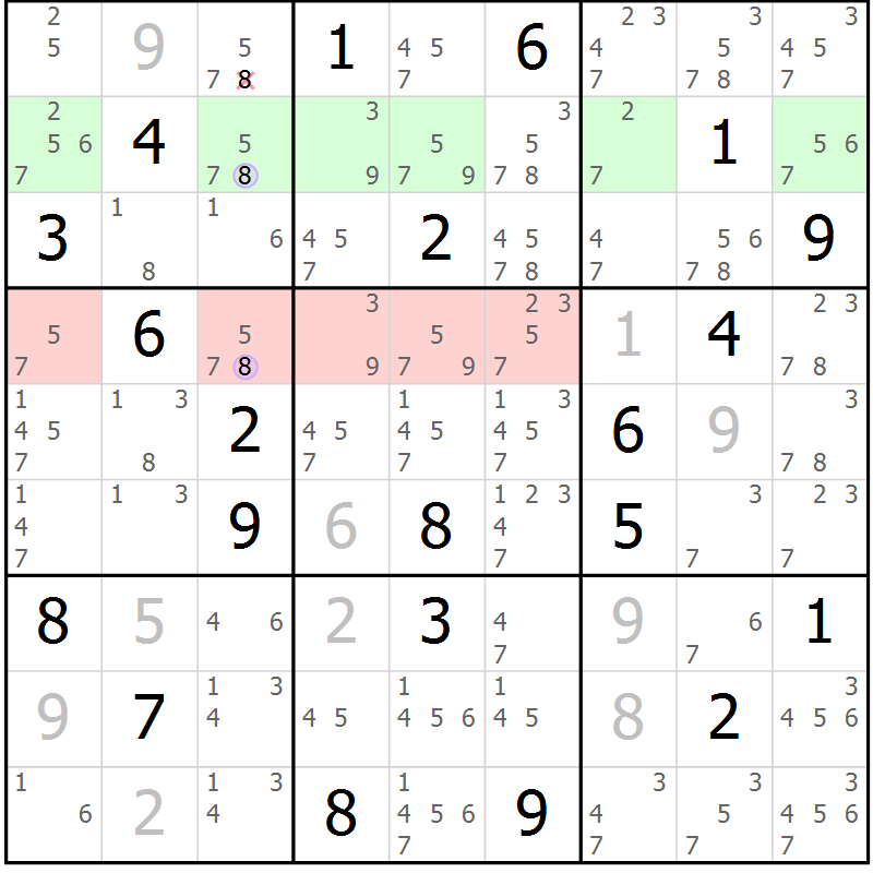Position des candidats pour la solution de la Gr 67 page 70 du magazine de sudoku Suprême n° 027
