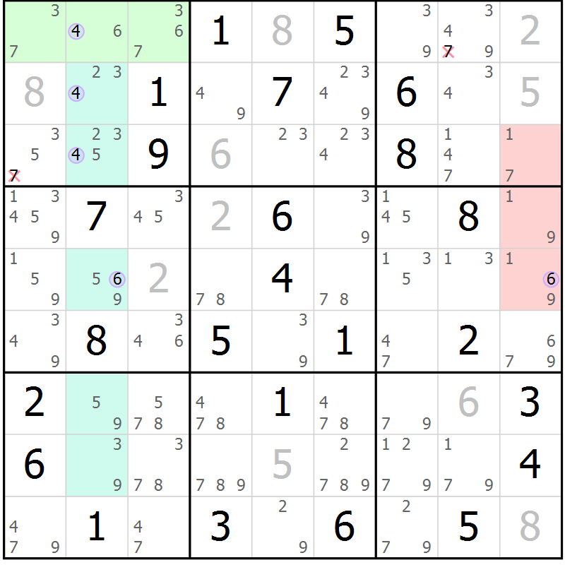 Position des candidats pour la solution de la Gr 68 page 71 du magazine de sudoku Suprême n° 027