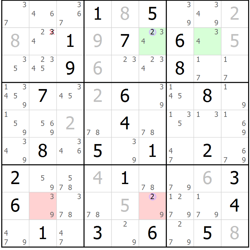Position des candidats pour la solution de la Gr 68 page 71 du magazine de sudoku Suprême n° 027