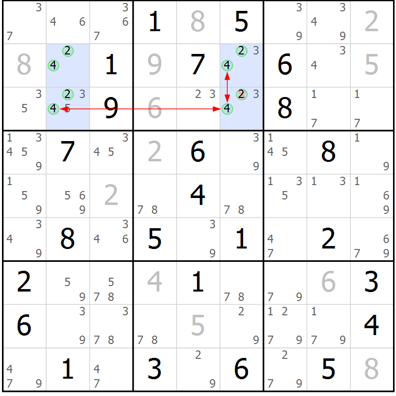 Position des candidats pour la solution de la Gr 68 page 71 du magazine de sudoku Suprême n° 027