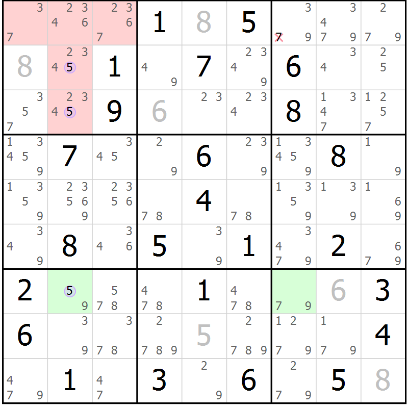 Position des candidats pour la solution de la Gr 68 page 71 du magazine de sudoku Suprême n° 027
