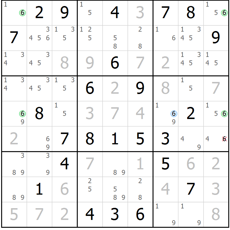 Position des candidats pour la solution de la Gr 69 page 72 du magazine de sudoku Suprême n° 027