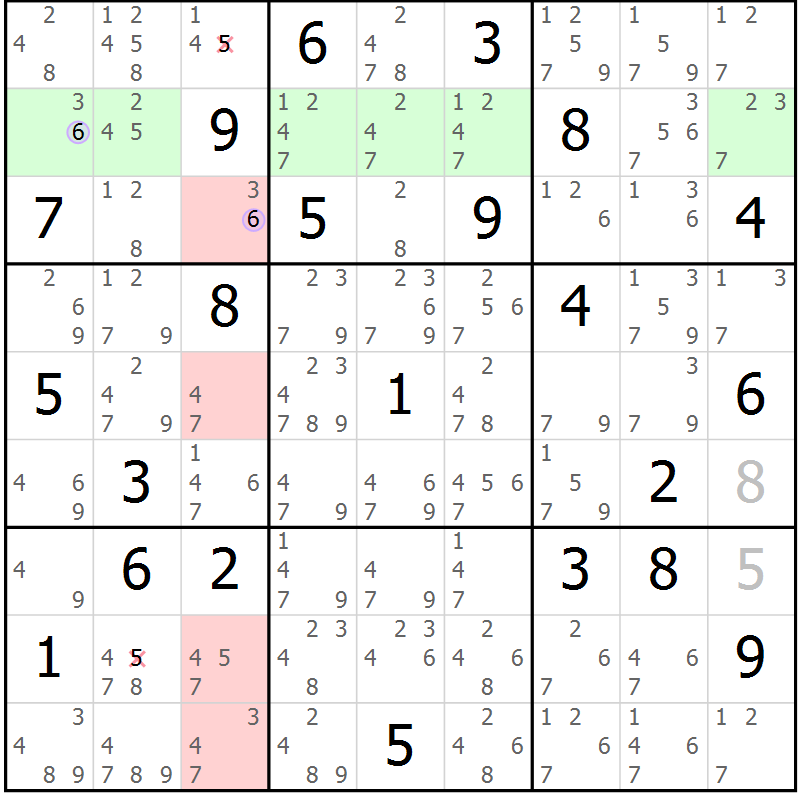 Position des candidats pour la solution de la Gr 7 page 10 du magazine de sudoku Suprême n° 027