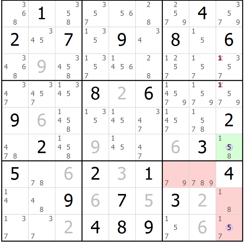 Position des candidats pour la solution de la Gr 70 page 73 du magazine de sudoku Suprême n° 027