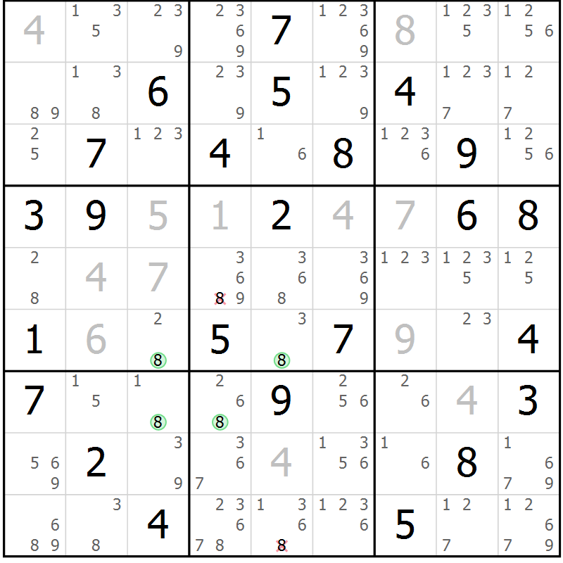 Position des candidats pour la solution de la Gr 71 page 74 du magazine de sudoku Suprême n° 027