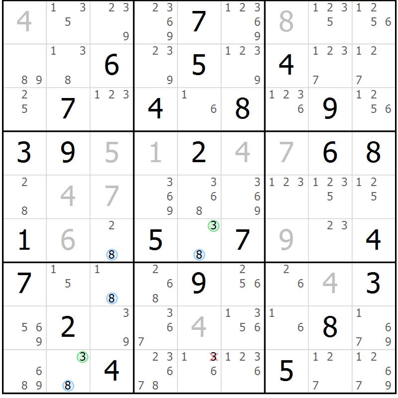 Position des candidats pour la solution de la Gr 71 page 74 du magazine de sudoku Suprême n° 027