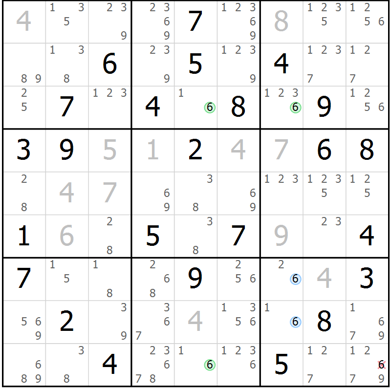 Position des candidats pour la solution de la Gr 71 page 74 du magazine de sudoku Suprême n° 027