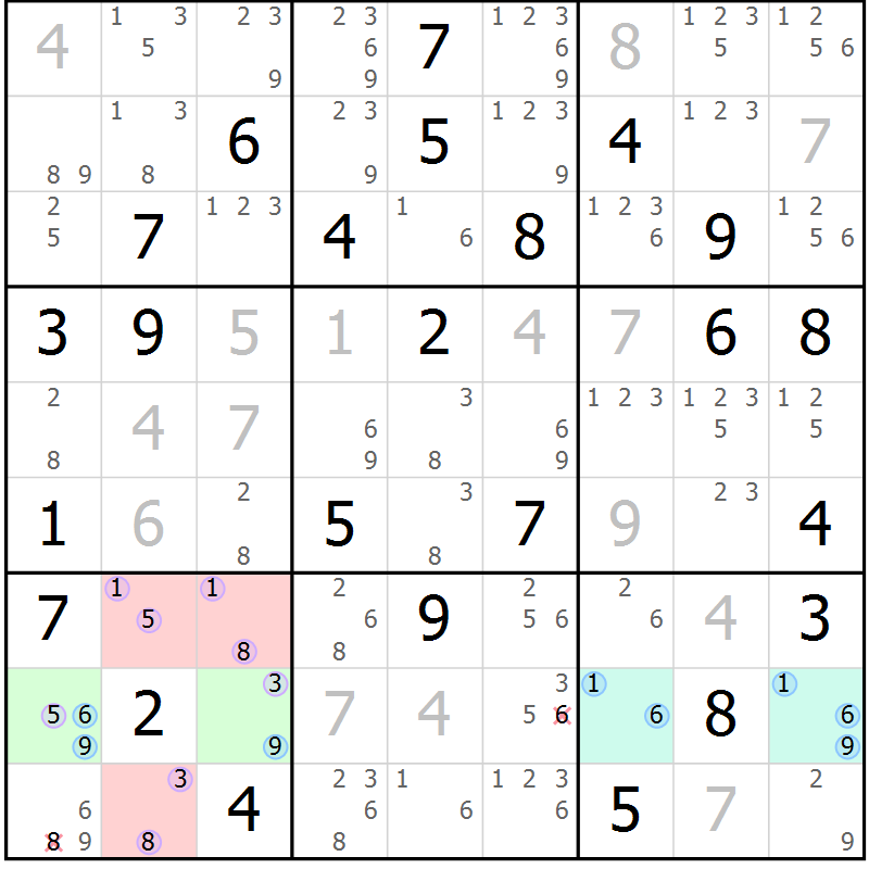 Position des candidats pour la solution de la Gr 71 page 74 du magazine de sudoku Suprême n° 027
