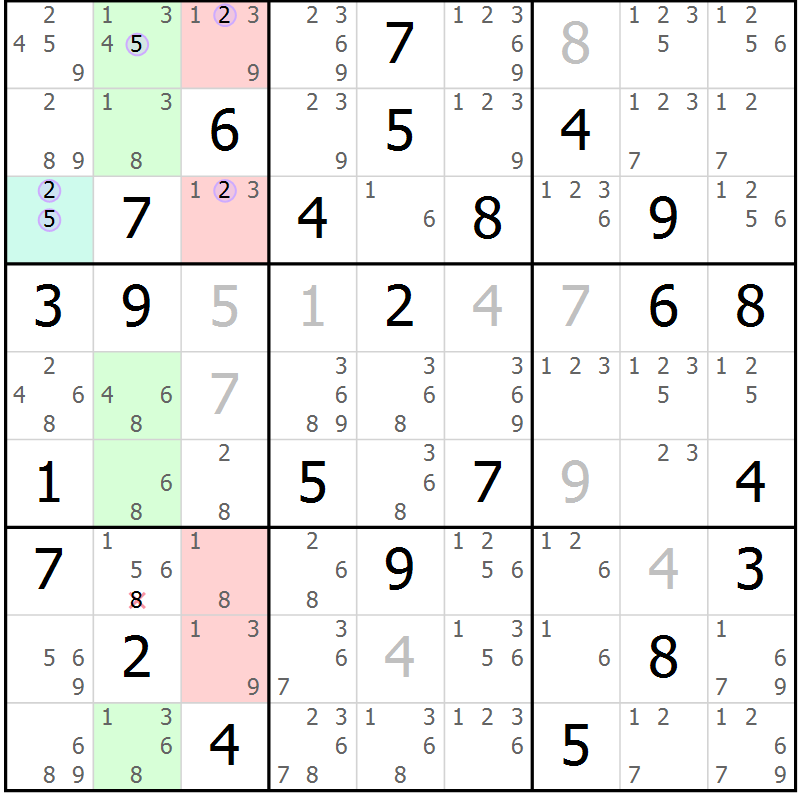 Position des candidats pour la solution de la Gr 71 page 74 du magazine de sudoku Suprême n° 027