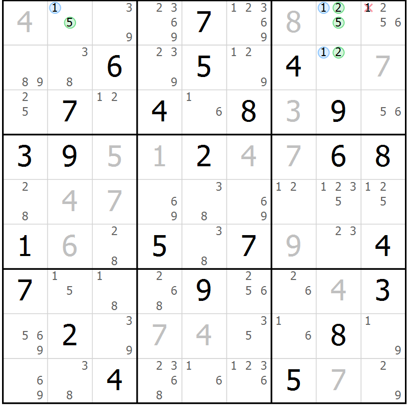 Position des candidats pour la solution de la Gr 71 page 74 du magazine de sudoku Suprême n° 027