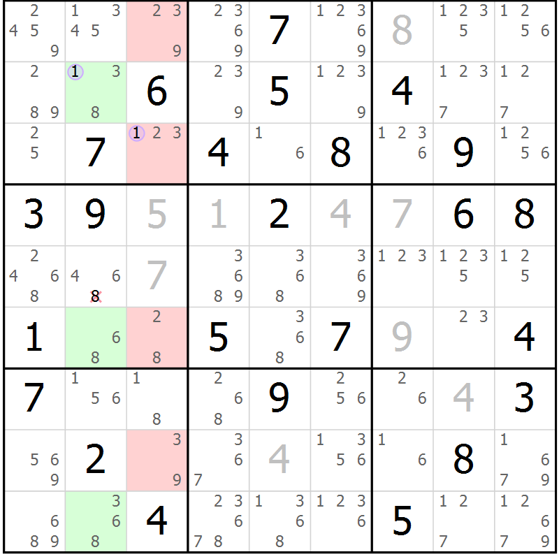 Position des candidats pour la solution de la Gr 71 page 74 du magazine de sudoku Suprême n° 027