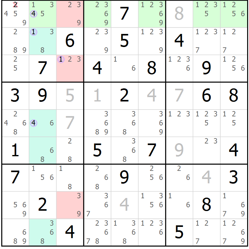 Position des candidats pour la solution de la Gr 71 page 74 du magazine de sudoku Suprême n° 027