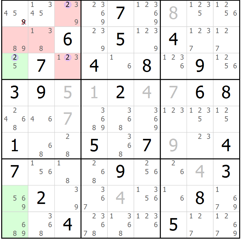 Position des candidats pour la solution de la Gr 71 page 74 du magazine de sudoku Suprême n° 027