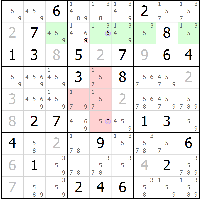 Position des candidats pour la solution de la Gr 72 page 75 du magazine de sudoku Suprême n° 027