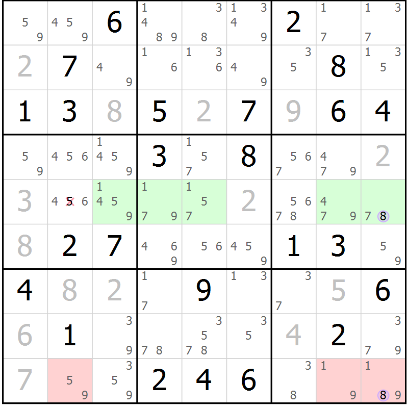 Position des candidats pour la solution de la Gr 72 page 75 du magazine de sudoku Suprême n° 027