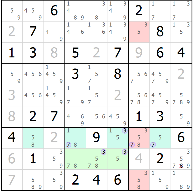 Position des candidats pour la solution de la Gr 72 page 75 du magazine de sudoku Suprême n° 027